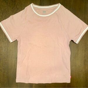 Levi's Pink Crew Neck T-Shirt with White Trim